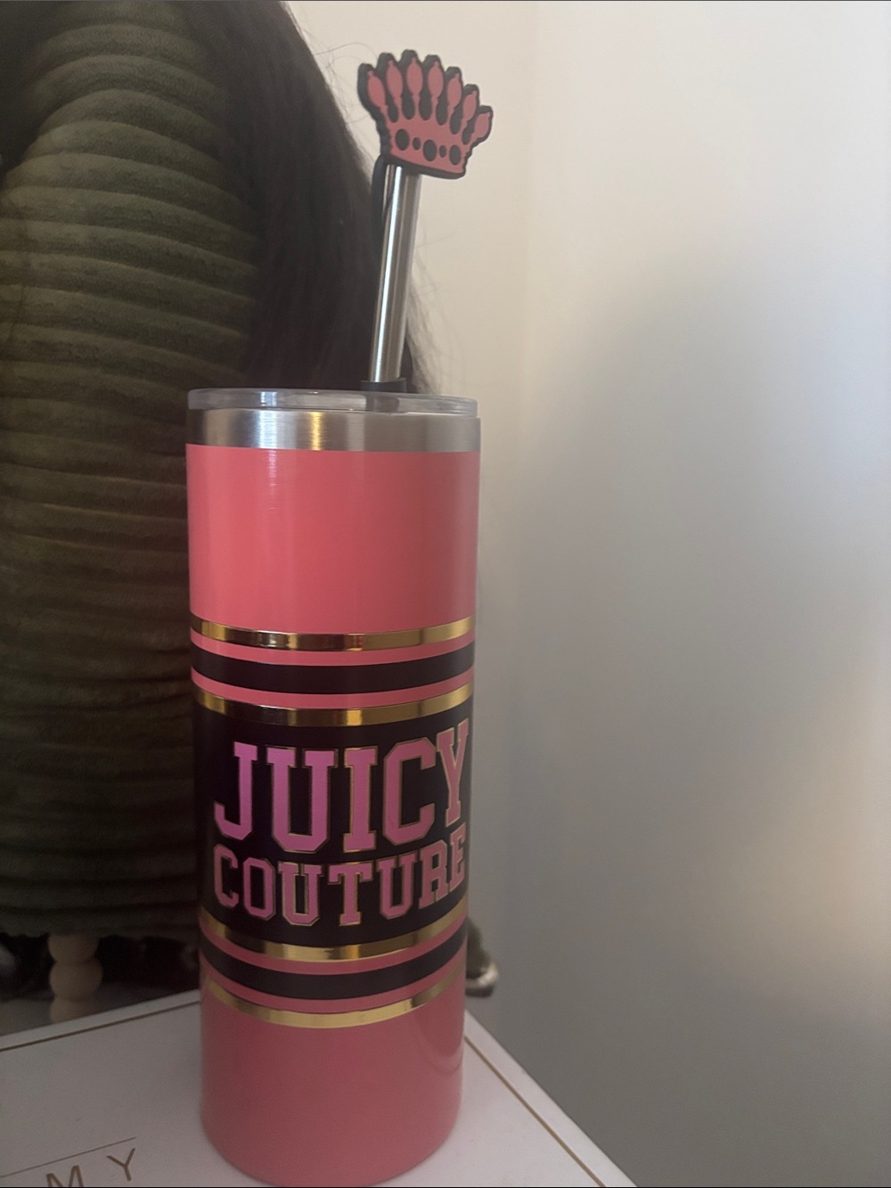 Juicy Couture Pink Stainless Tumbler with Straw